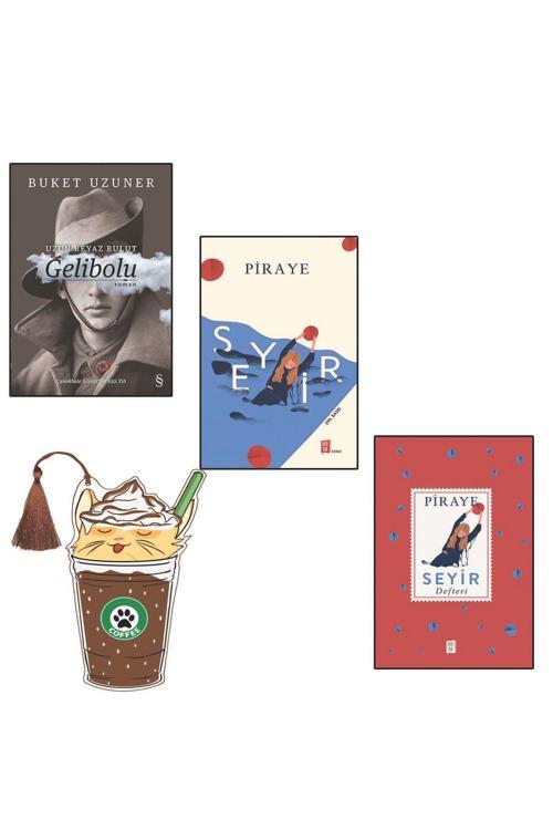 Çok Okunanlar Set - Buket Uzuner Gelibolu - Seyir Piraye -Seyir Defteri Yırtılmaz Kahve Ayraç Hediye