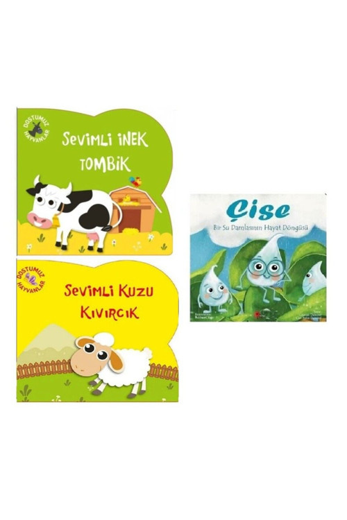 Sevimli İnek Tombik - Sevimli Kuzu Kıvırcık - (Çise Kitabı Hediye)