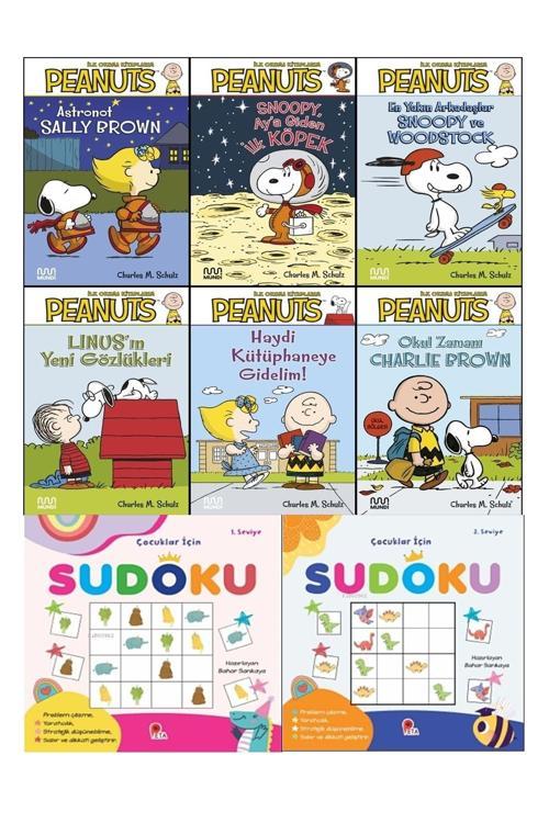 Ilk Okuma Kitaplarım Peanuts (Snoopy) 6 Kitap Set + Çocuklar Için Sudoku 1 Ve 2 Hediye