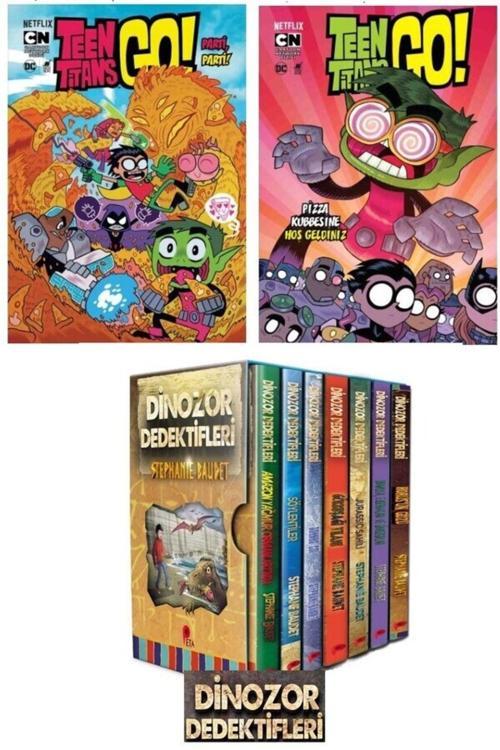 Teen Titans Go! Parti! Parti! - Pizza Kubbesine Hoş Geldiniz - Dinozor Dedektifleri Set 7 Kitap