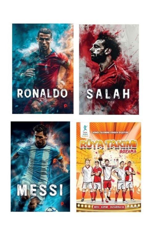 Cristiano Ronaldo - Lionel Messi - Mohamed Salah - Rüya Takımı Boyama (Poster Ve Ayraç Hediye)