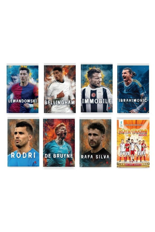 Lewandowski-Bellingham-Immobil-Ibrahimović-Rodri-De Bruyne-Silva + Boyama (Poster Ve Ayraç Hediye)