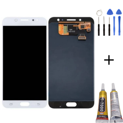 TE Samsung C8 C7100 Uyumlu Lcd Ekran Servis Beyaz + Montaj Kiti
