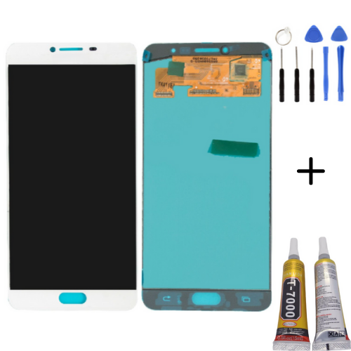 TE Samsung C7 C7000 Uyumlu Lcd Ekran Beyaz + Montaj Kiti 