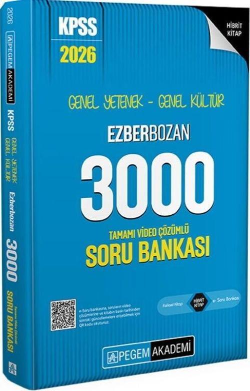2026 KPSS Genel Yetenek Genel Kültür Ezberbozan 3000 Tamamı Video Çözümlü Soru Bankası Pegem