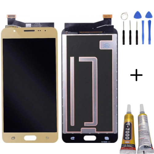 TE Samsung J7 Prime G610F Uyumlu Lcd Ekran Gold + Montaj Kiti