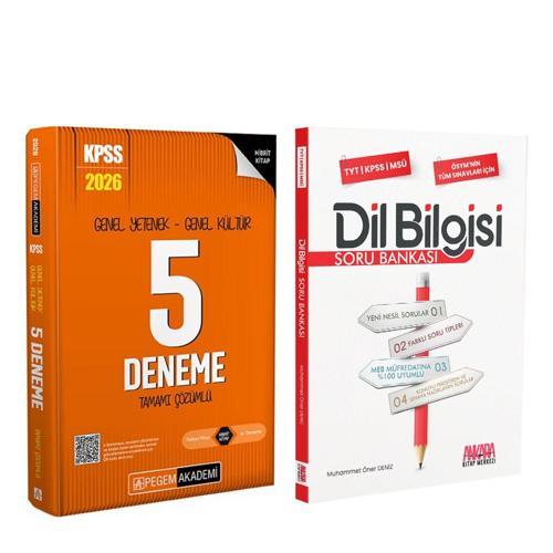 Pegem Yayınları 2026 KPSS GY GK Tamamı Çözümlü 5 Deneme ve AKM Dil Bilgisi Soru Seti 2 Kitap