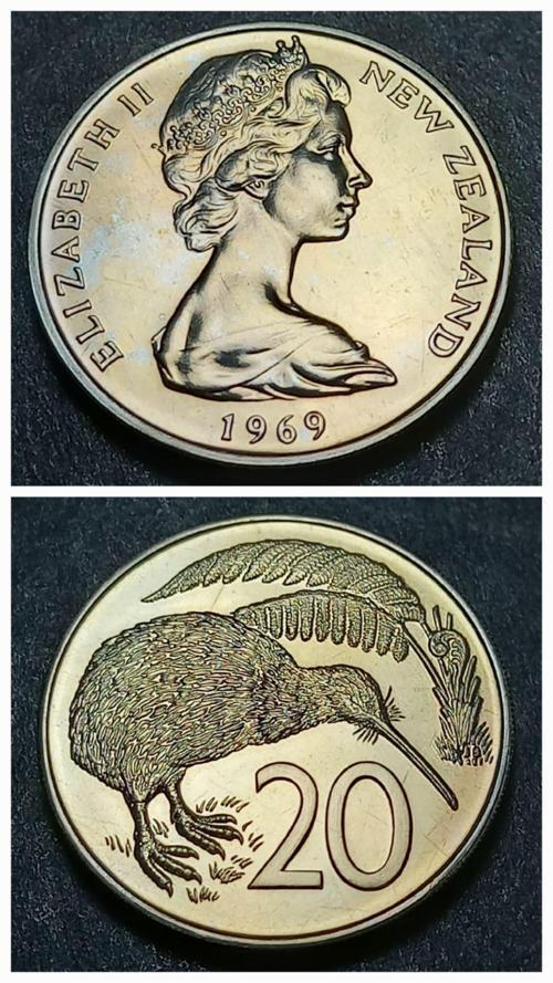 399636834cdf5cfeea 20cent 1969 Yeni Zelanda Darphane Setinden Çıkma madeni para