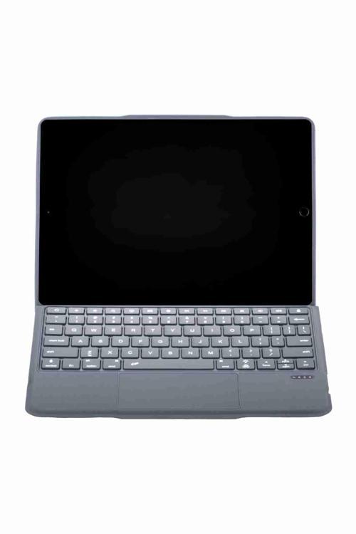 iPad 10.2 7/8/9 Nesil Uyumlu 360° Manyetik Standlı Ledli Touchpadli Katanya Klavyeli Tablet Kılıfı