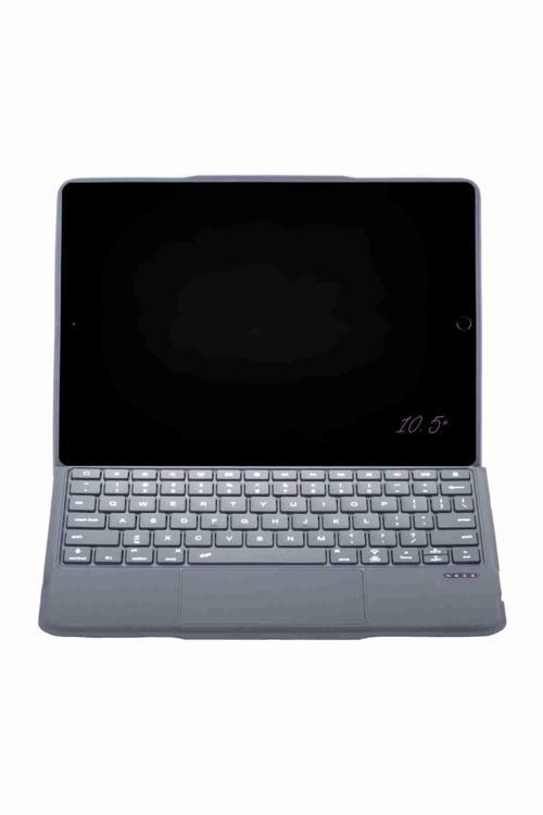 iPad 10.5 Uyumlu 360° Manyetik Standlı Touchpadli Ledli Katanya Klavyeli Tablet Kılıfı