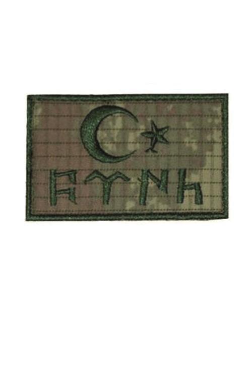 Göktürkçe TÜRK Yazılı  Ay Yıldız Nakış Patch - Cırtlı Peç TSK
