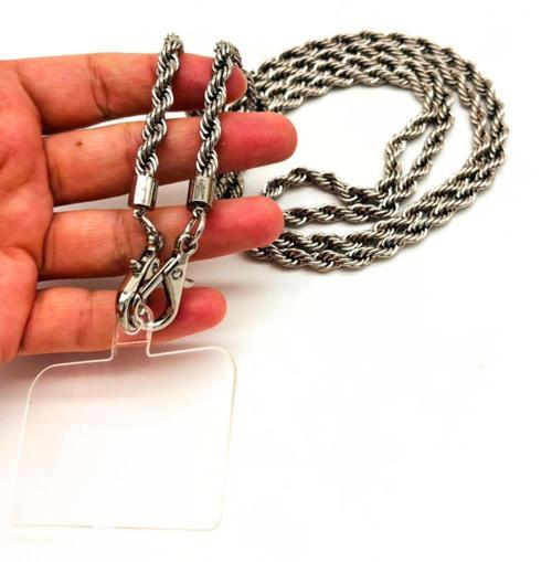 120 cm Gümüş Renk  Burgulu Zincir Telefon Aksesuarı, Telefon Zinciri, Telefon Askısı, Telefon Boyun