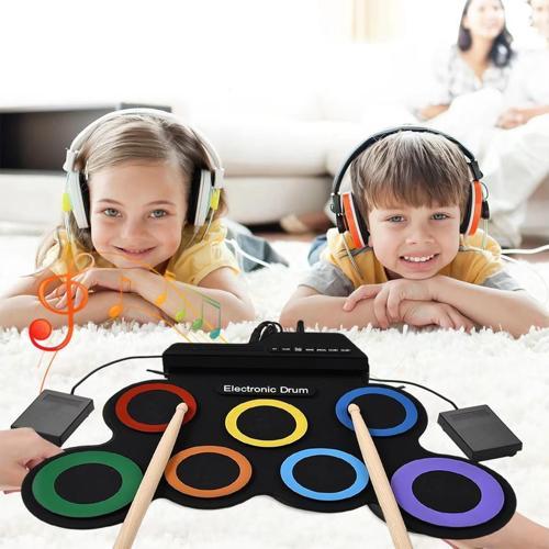 Magicvoice G3002 Elektronik Bateri Roll UP Davul Matı Kiti 7 Ped Çocuk Müzik Aleti Trampet