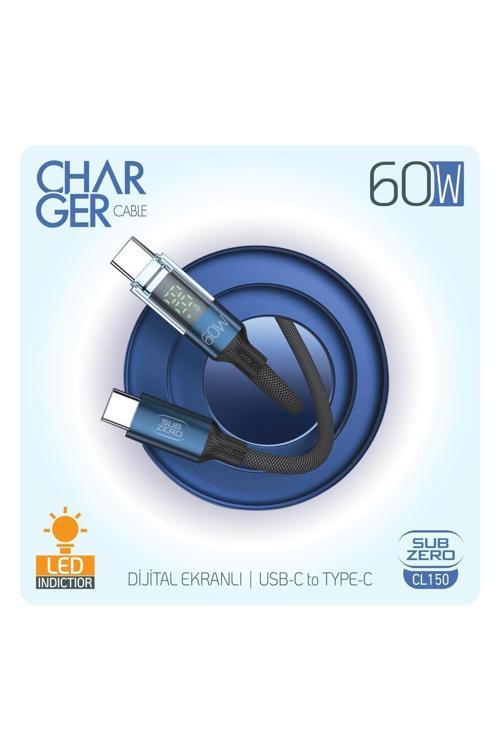 CL150 60W PD Type-C Type-C Led Göstergeli Hasır Hızlı Şarj Data Kablosu