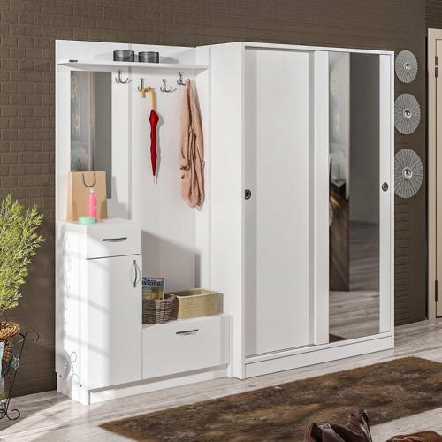 vm-36300 BEYAZ VESTİYER PORTMANTO AYAKKABILIK