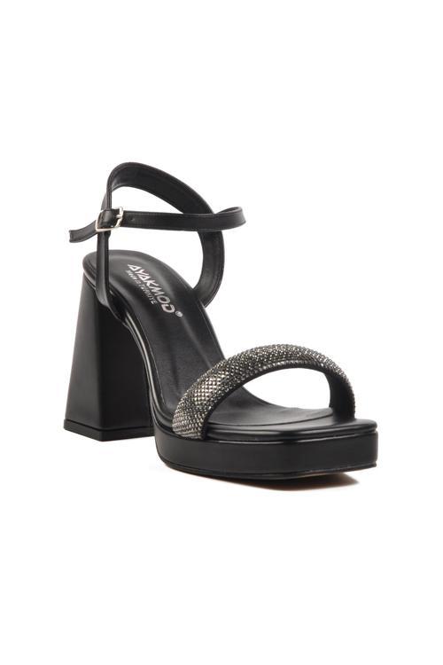 336535 Z Siyah Kadın Platform Topuk Sandalet