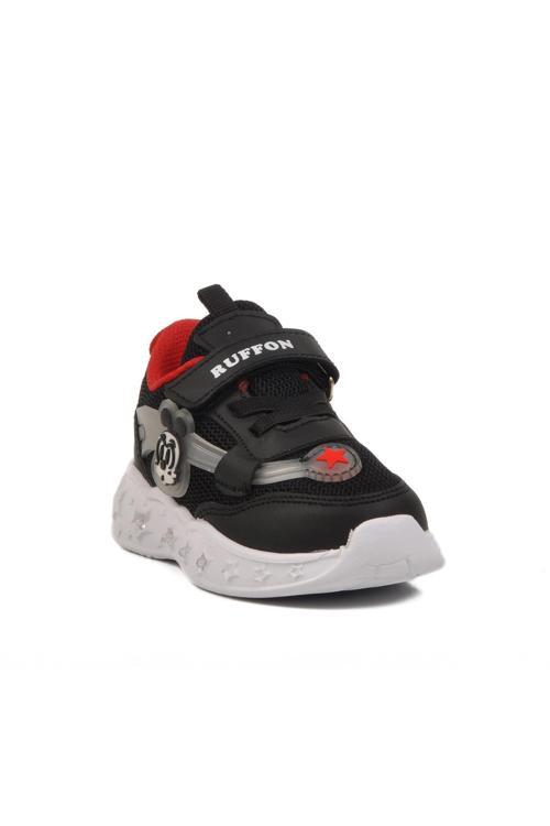 Ruffon 2520 B Siyah-Kırmızı Çocuk Hafif Esnek Spor Ayakkabı