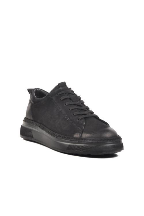 396149 M Siyah Nubuk Hakiki Deri Erkek Günlük Ayakkabı