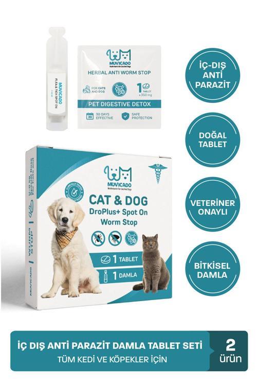 Kedi İç Dış Bitkisel Parazit İç Dış Damlası Köpek İç Dış Anti Parazit Bit Pire Kene Damla Seti