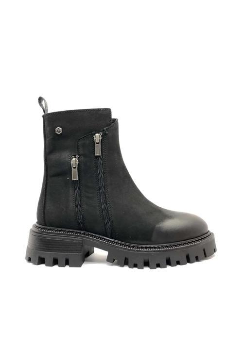 Irene Hakiki Deri Fermuarlı Kadın Postal Bot