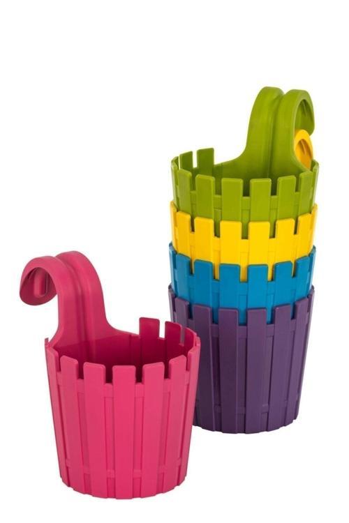 5 Adet Akasya Balkon Saksı Tekli Kolay Askılı Saksı, 5 Adet Tekli Asılabilir Saksı