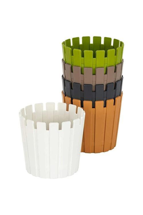 3 Adet Akasya Saksı 2 Litre 17Cm Plastik Drenaj Izgaralı Çiçek Saksısı