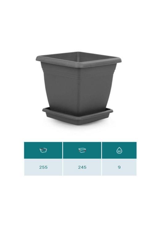 Villa Kare Saksı 9 Litre Antrasit