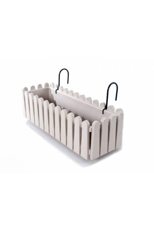 Serinova Istanbul Balkon Saksı Çit Saksı (Askılar Dahil) 14 Litre Kırık Beyaz Renk