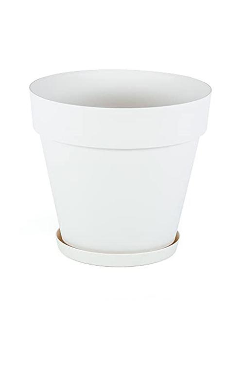 Ys05 Yalı Saksı Drenaj Aparatlı Tabaklı Dekoratif Saksı 28Cm, 10 Litre Kirli Beyaz