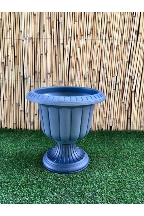 Bi Dünya 9.8 Lt Nergiz Saksı Antrasit Gri Ayaklı Plastik Nergis Saksı No1 35 Cm