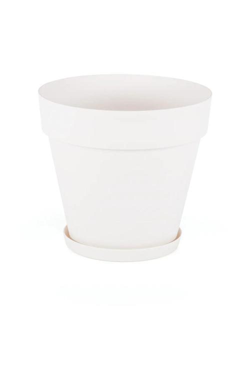 76 Litre Ø55X50,5Cm Mat Kırık Beyaz Tabaklı Izgaralı Dekoratif Plastik Saksı Yalı No8