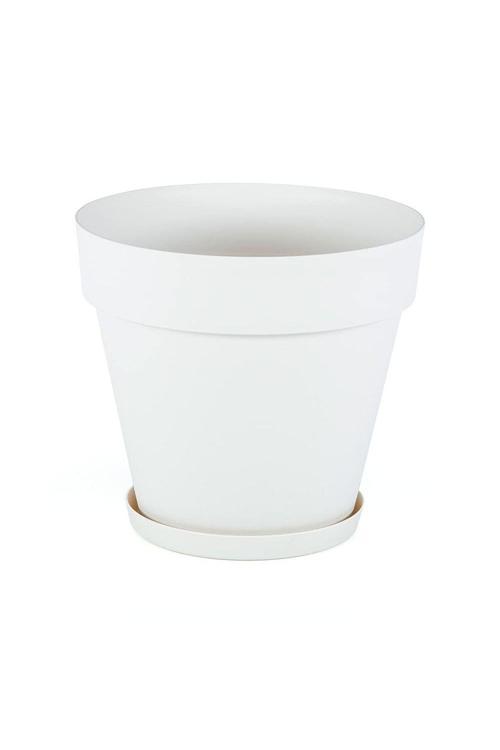 Ys05 Yalı Saksı Drenaj Aparatlı Tabaklı Dekoratif Saksı 28Cm, 10 Litre Kirli Beyaz