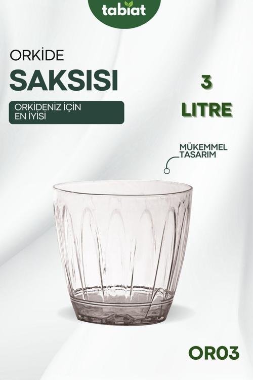 - Orkide Saksısı - Şeffaf Saksı - 3 Lt