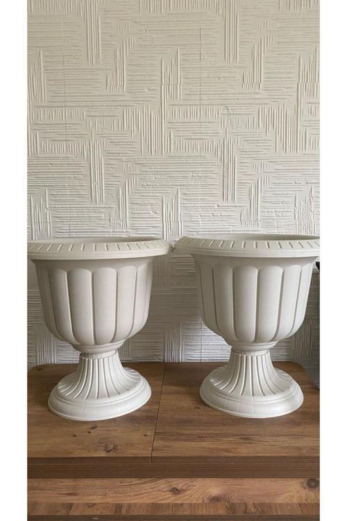 2'Li Nergis Saksı No.2 25,3 Litre Beyaz Renk