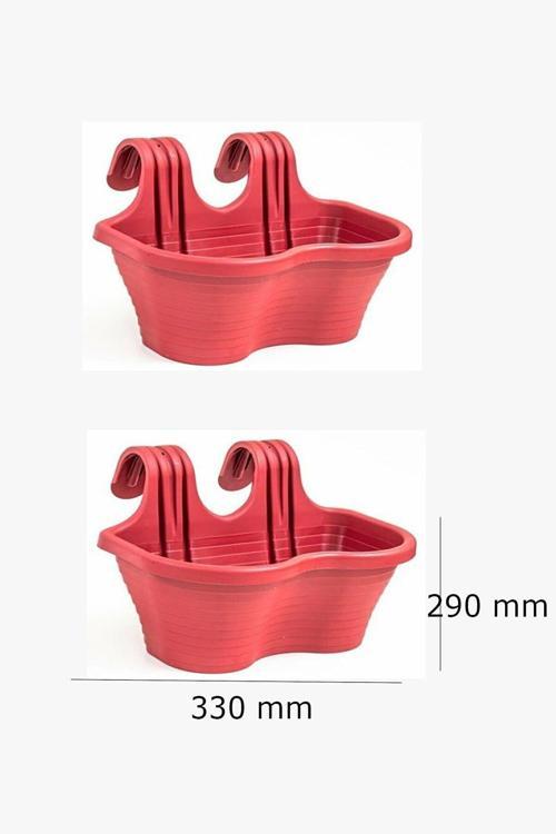 Tombik Saksı Askılı Balkon Saksısı 6,5 Litre Kırmızı