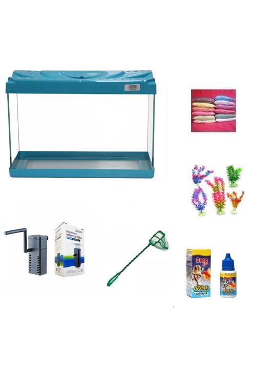 30 Cm Akvaryum Hazır Set 3018 Turkuaz