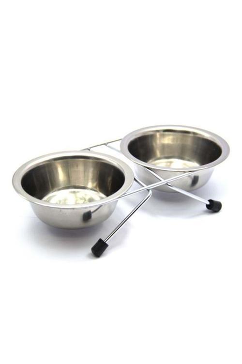 Çelik Kedi Köpek Mama Kabı Ikili 21 Cm