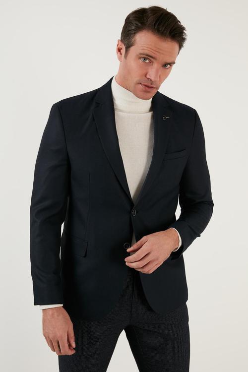 Slim Fit 6 Drop Çift Yırtmaçlı Blazer Erkek Ceket 216SERARDO LACİVERT