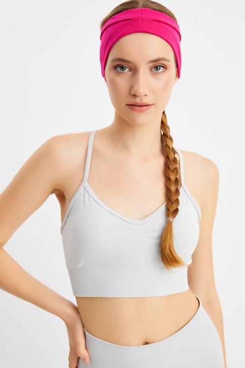 Kadın Çift Taraflı Kullanım Alternatifli Pamuklu Penye Kaymaz Hafif Spor Saç Bandı Bandana