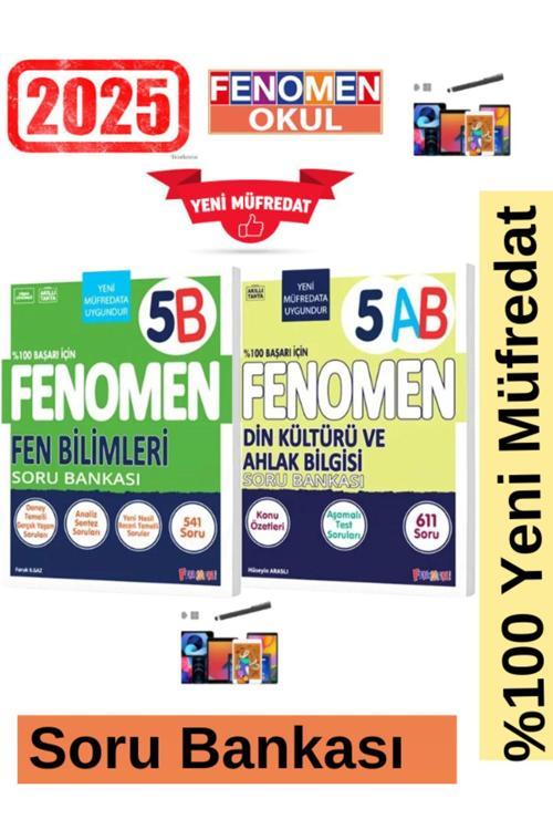 2025 5.Sınıf Fen(5B) Zor-Din5(A-B)611 Soru %100 Yeni Müfredat Soru Bankası Seti+Kalem