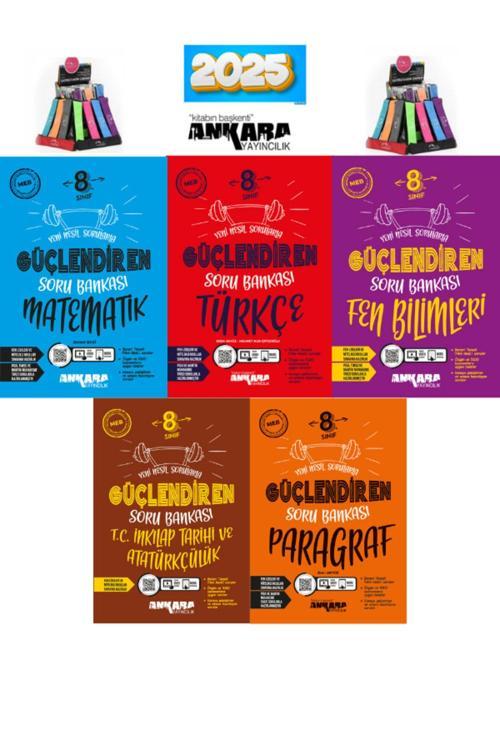 Güncel 8.Sınıf Güçlendiren Türkçe-Mat-Fen-İnk.Tar-Paragraf Soru Bankası Seti+Kalemlik