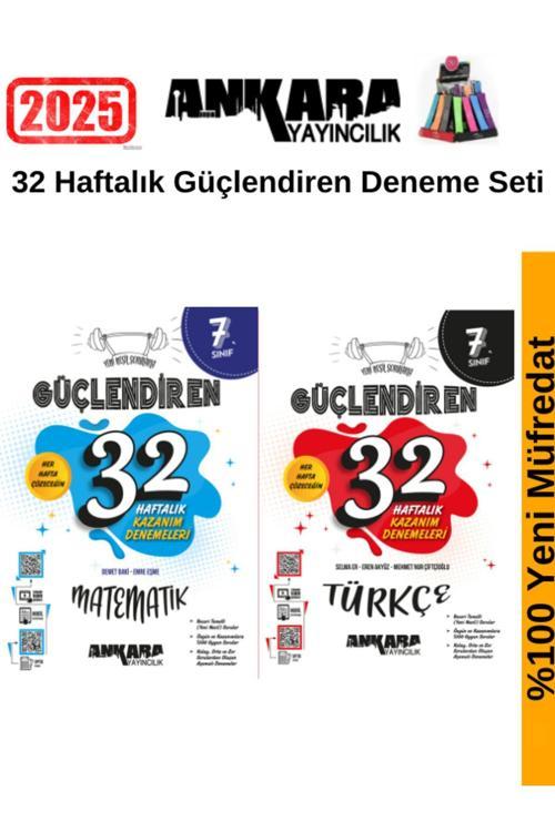 Güncel 2025 7.Sınıf Güçlendiren Matematik-Türkçe 32 Hafta Deneme Seti+Kalemlik