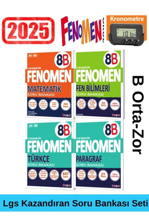 2025 8.Sınıf MatematikB-FenB-TürkçeB-ParagrafB Soru Bankası+Kronometre