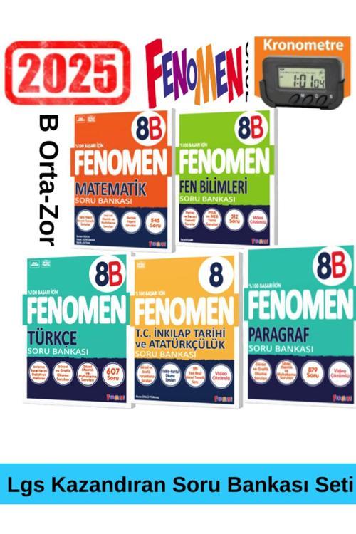 2025 8.Sınıf MatematikB-FenB-TürkçeB-ParagrafB-İnk.Tarihi Soru Bankası+Kronometre