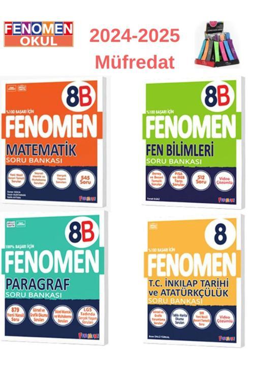 Güncel 8.Sınıf Matematik(B)-Fen(B)-Paragraf(B)Zor-İnk.Tarihi Soru Bankası Seti+Kalemlik