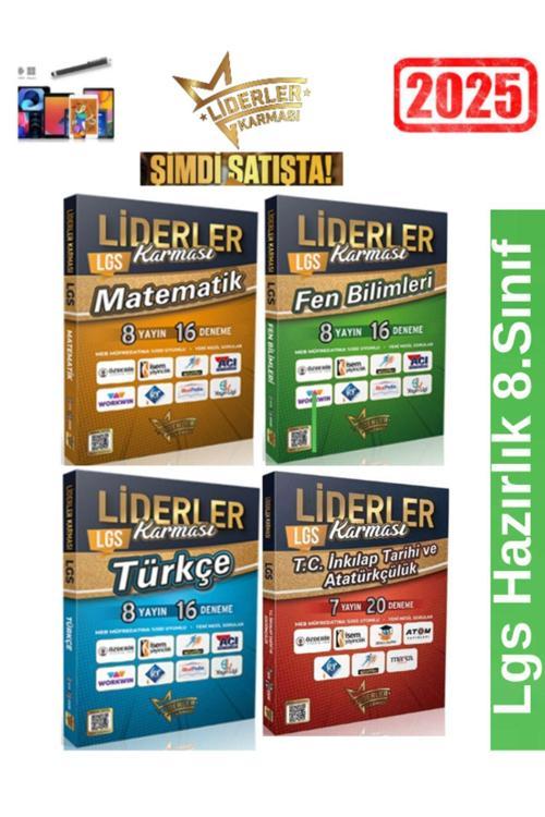 LİDERLER KARMASI 8.Sınıf Matematik16-Fen16-Türkçe16-İnk.Tarihi 20 li Branş Deneme Seti+Kalem