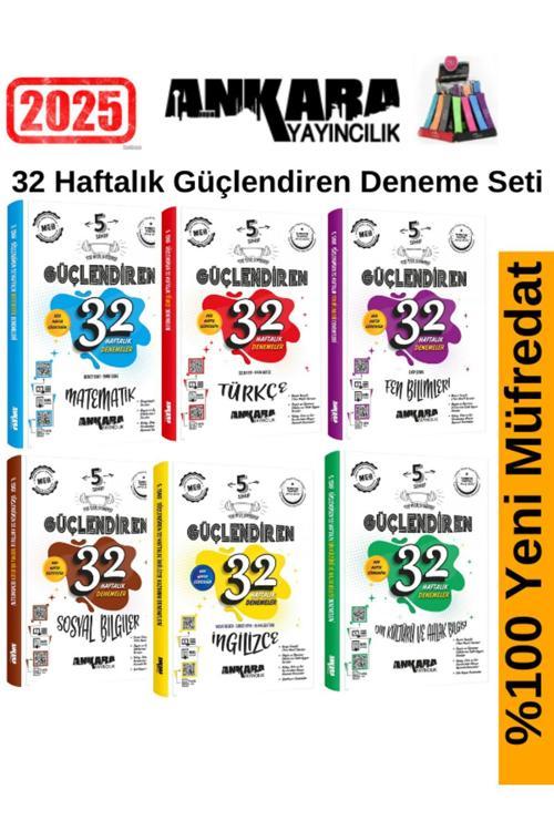 Ankara 5.Sınıf Güçlendiren Tüm Dersler 6 Kitap (M-T-F-S-D-İ)32 Haftalık Deneme Seti+Kalemlik