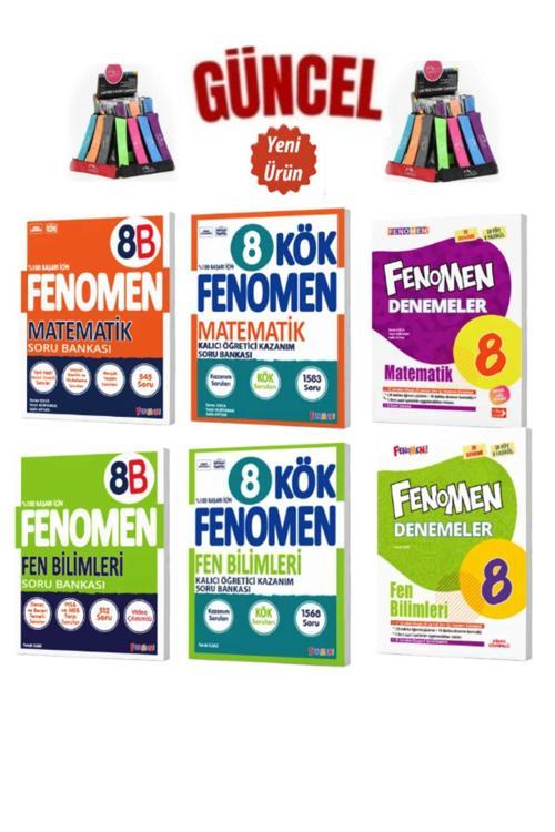 Güncel 8.Sınıf Matematik B(Zor)-FenB (zor)Soru Bankası+Kök Sorular+Deneme Seti)+Kalemlik(6 Kitap)