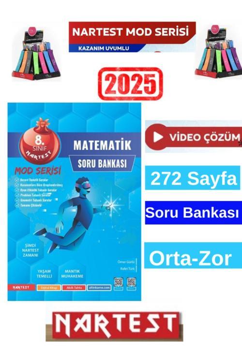 Nartest Yayınları Mod Serisi 2025 8.Sınıf Matematik Video Çözümlü Soru Bankası+Kalemlik