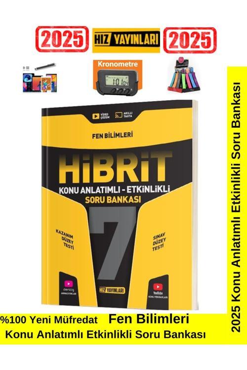 Hız 2025 7.Sınıf Hibrit Fen Konu Anlatımlı Etkinlikli Soru Bankası Kronometre+Kalem+Kalemlik